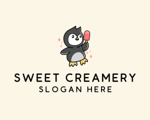 Creamery - Penguin Ice Popsicle logo design