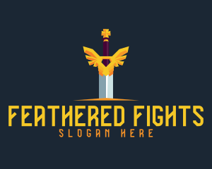 Winged Excalibur Sword logo design