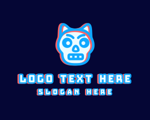 Dystopian - Cat Skull Glitch logo design