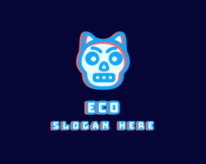Game Stream - Cat Skull Glitch logo design