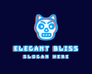 Game Stream - Cat Skull Glitch logo design