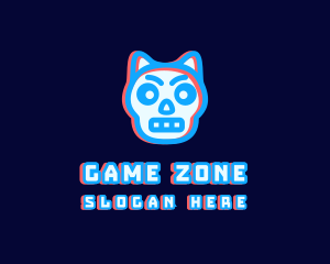 Static - Cat Skull Glitch logo design