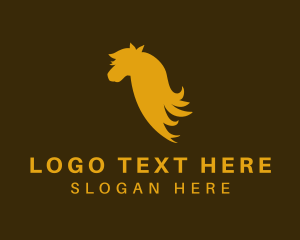 Mustang - Golden Horse Stallion logo design