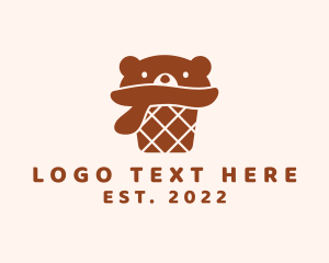 Poop - Bear Ice Cream Cone logo design