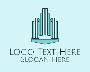 3d - Blue Skyscraper Building logo design