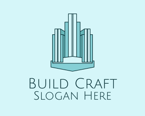 Blue Skyscraper Building  logo design