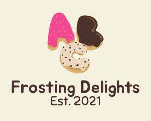 Frosting - Donut Alphabet Letter ABC logo design