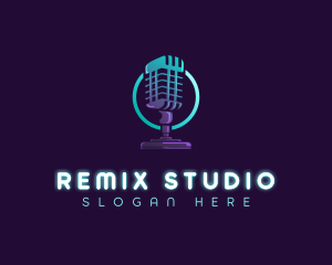 Microphone Radio Studio logo design