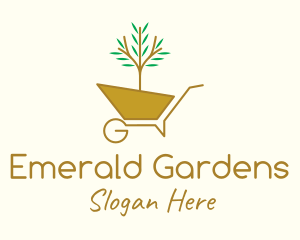 Golden Plant Wheelbarrow logo design