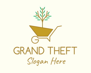 Golden - Golden Plant Wheelbarrow logo design