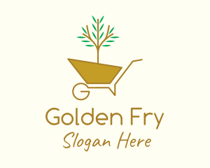 Golden Plant Wheelbarrow logo design