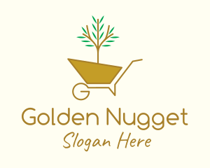 Golden Plant Wheelbarrow logo design