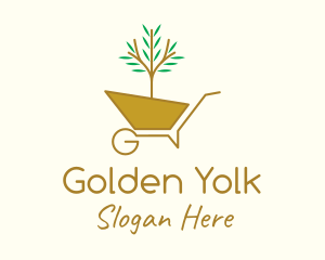 Golden Plant Wheelbarrow logo design