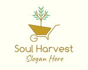 Golden Plant Wheelbarrow logo design