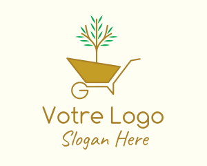 Plant - Golden Plant Wheelbarrow logo design