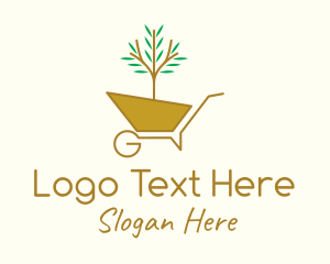 Wheelbarrow - Golden Plant Wheelbarrow logo design