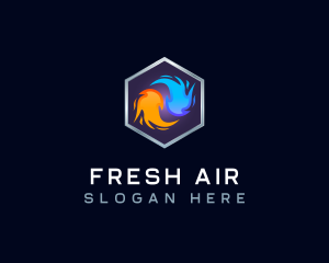 HVAC Hot Cold Fire logo design