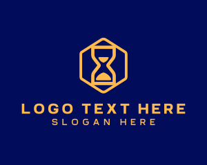 Hourglass Hexagon Clock Logo