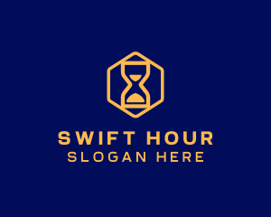 Hourglass Hexagon Clock logo design