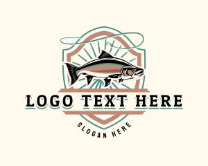 Trout - Fisherman Hook Seafood logo design