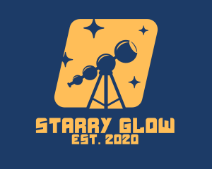 Starry - Orange Stars Telescope logo design