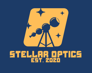 Telescope - Orange Stars Telescope logo design