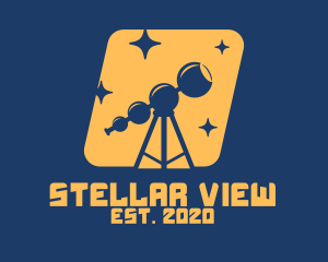 Stargazing - Orange Stars Telescope logo design