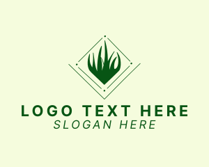 Lawn Care - Simple Diamond Grass logo design