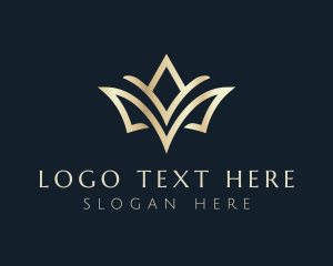 Crown - Golden Crown Letter V logo design