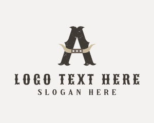 Wild West - Western Bull Horn logo design