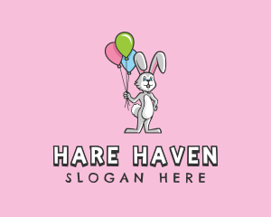 Balloon Bunny Rabbit logo design