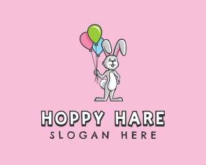 Balloon Bunny Rabbit logo design