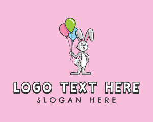 Kids Party - Balloon Bunny Rabbit logo design