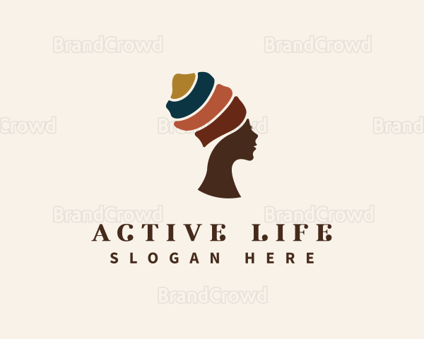 African Turban Woman Logo