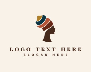 Lady - African Turban Woman logo design