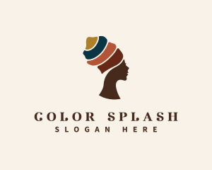 African Turban Woman logo design