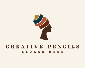 African Turban Woman logo design