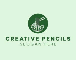 Organic Noodle Bowl Chopsticks logo design