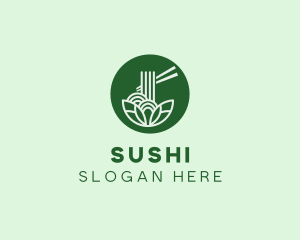 Organic Noodle Bowl Chopsticks logo design