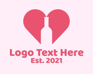 Pub - Heart Wine Bottle logo design