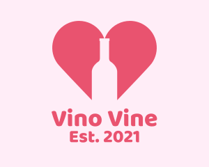 Wine - Heart Wine Bottle logo design