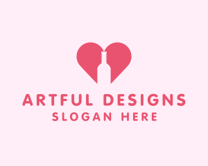 Heart Wine Bottle  logo design