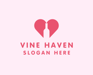 Heart Wine Bottle  logo design