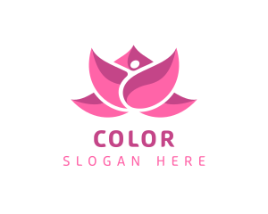 Pink Beautiful Lotus Flower Logo