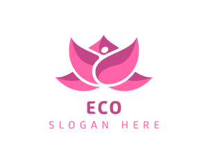 Pink Beautiful Lotus Flower Logo