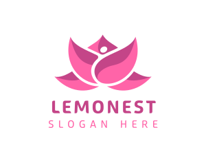 Pink Beautiful Lotus Flower Logo