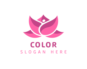 Yoga - Pink Beautiful Lotus Flower logo design