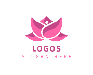 Horticulture - Pink Beautiful Lotus Flower logo design