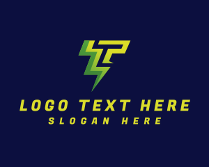 Lightning Bolt Letter T logo design