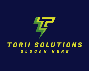 Lightning Bolt Letter T logo design